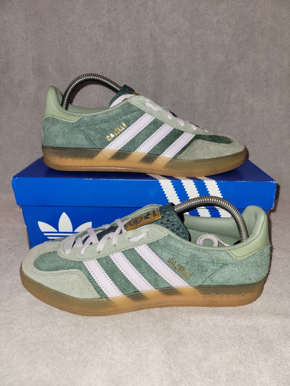 Adidas Gazelle Indoor Suede Sneakers Mens 8 Mineral Green Gum Retro Shoes JI0323